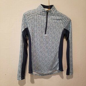 New Adidas Women's XS Aeroready UPF Long Sleeve Polo Shirt White/Sky Tint